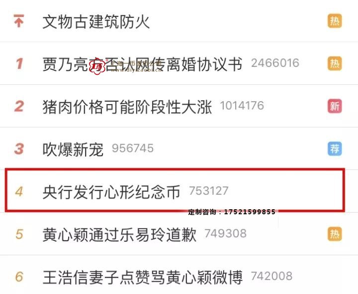 央行心形纪念章微博热搜排行榜